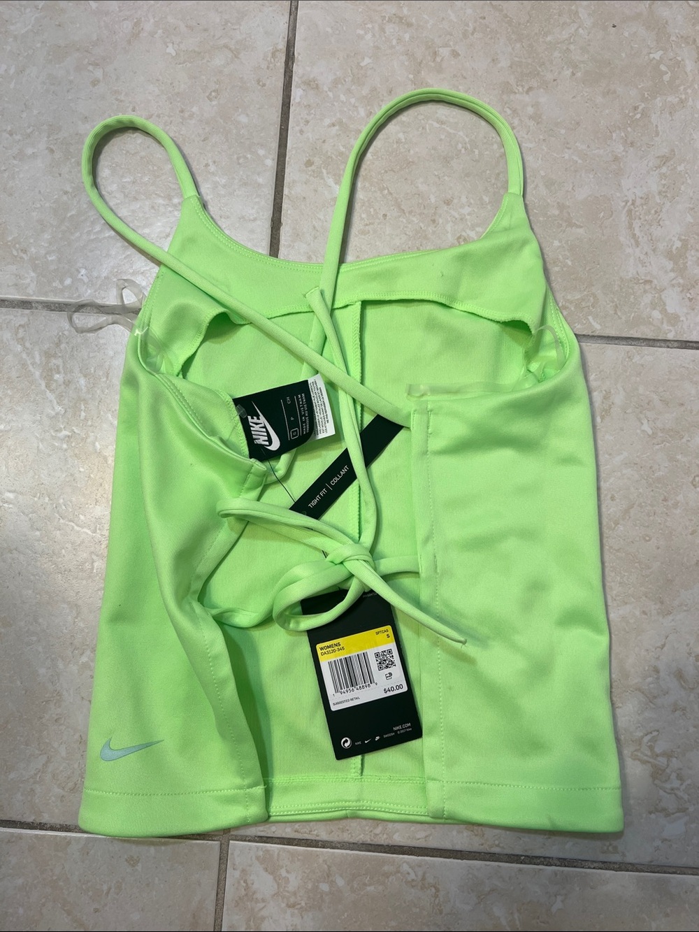 Nike Neon Lime Tank. Open back. Size small - Picture 6 of 7